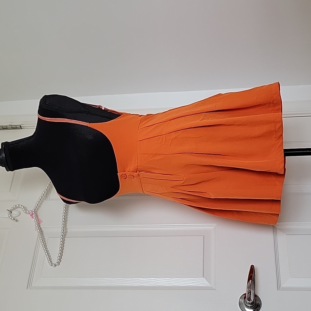 Pleated Orange High Waisted Romper Shorts Size L